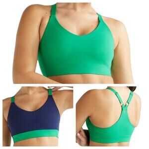 Love & Sports Green & Blue Reversible Molded Cups Sports Bra Women's Size L/XL